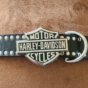 Vintage HARLEY DAVIDSON Buckle Belt STUDDED Leather 40 Motorcycle Y2K black
